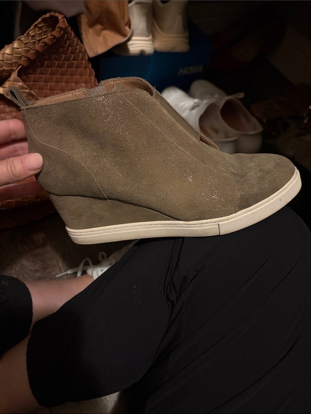 Paolo Olive Suede Wedge Sneaker Boot